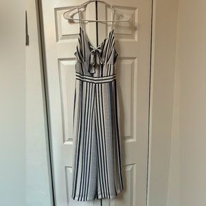 Japna navy and white striped jumpsuit with bow and adjustable straps